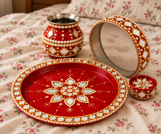 KARWACHAUTH MIRROR WORK THALI